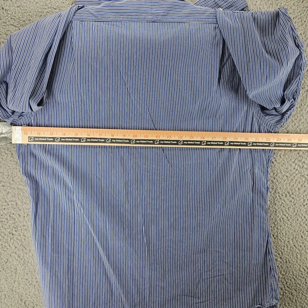 Polo by Ralph Lauren Men's Dress Shirt Sz 16 34/35 Blue White Striped Custom Fit